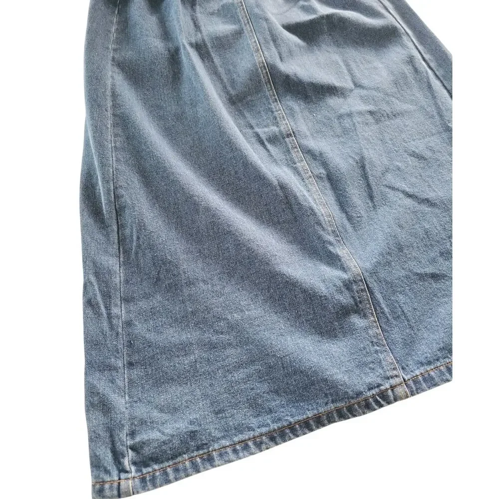 Gracia Denim Midi Skirt High Waist Utility Pockets Blue Size: S NWT